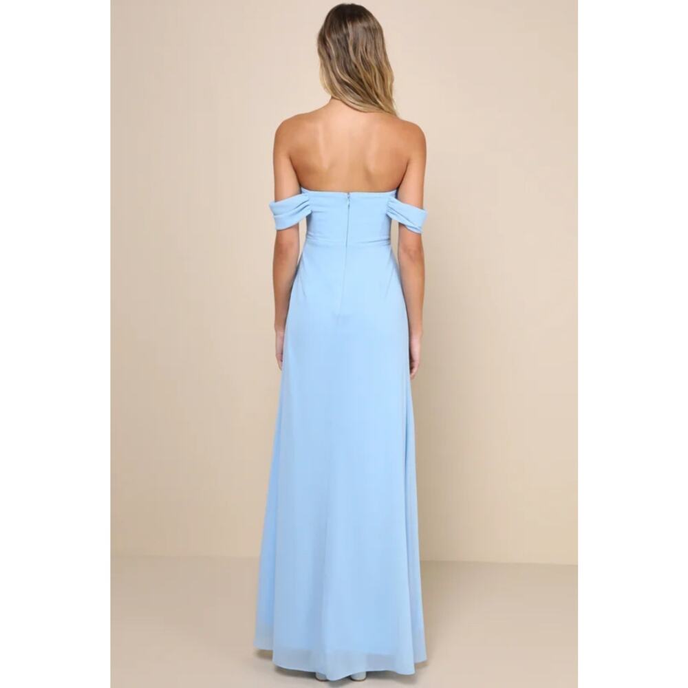 NWT Lulus Magical Magnetism Light Blue Off The Shoulder Maxi Dress Small - Picture 3 of 12